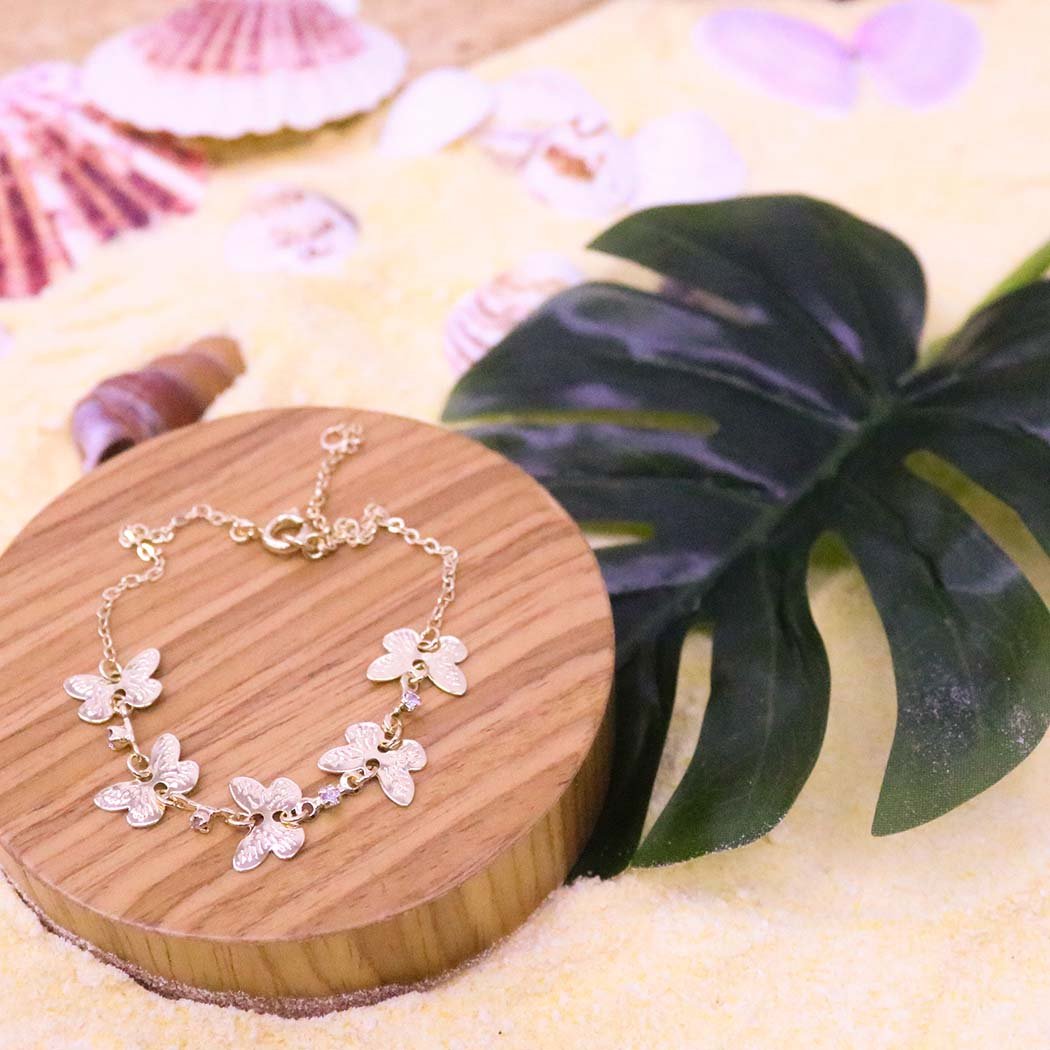 Pulseira Borboletas com Zircônias banhado a Ouro 18k