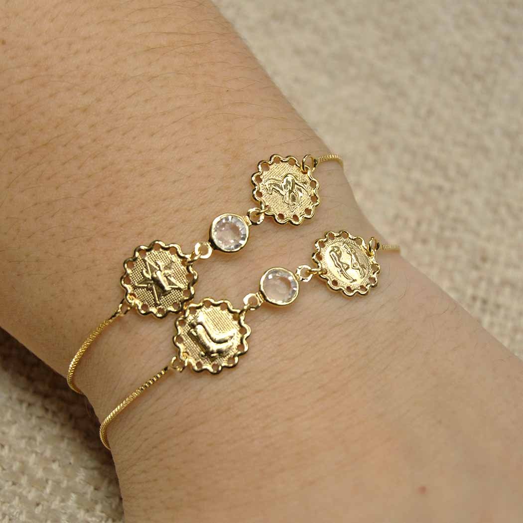 Pulseira Bota e Casal Cowboy banhado a Ouro 18k