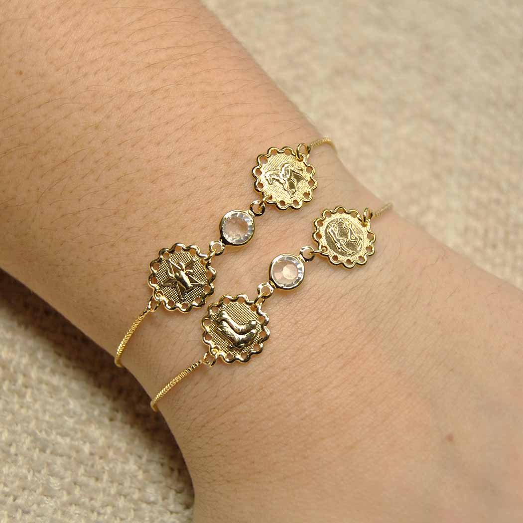 Pulseira Cavalo e Estrela do Xerife banhado a Ouro 18k