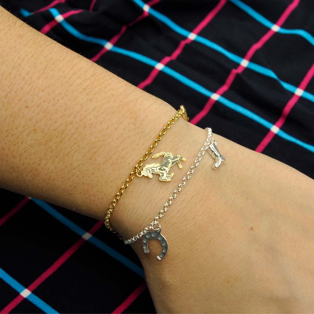 Pulseira Cavalo Ferradura Bota banhado a Ouro 18k