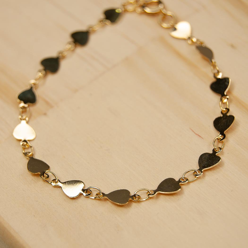 Pulseira Corações banhada a Ouro 18k