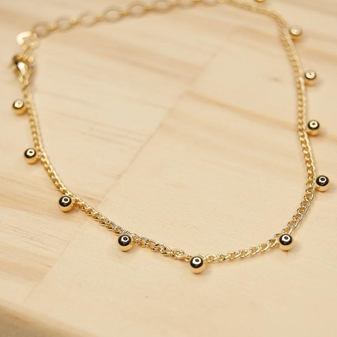 Pulseira Fio Groumet com Bolinhas banhado a Ouro 18k