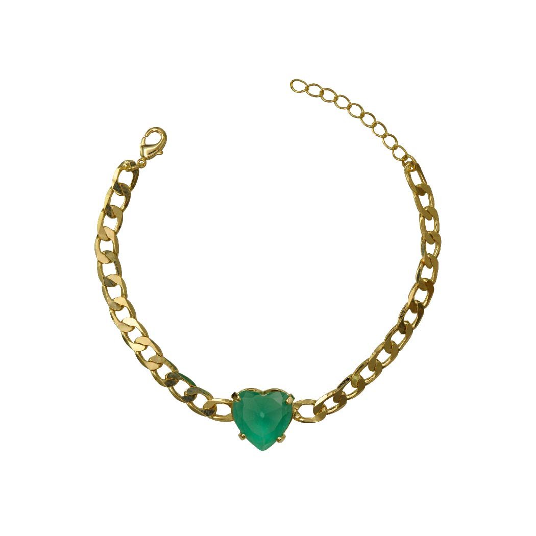 Pulseira Fio Masculino Zircônia Coração banhado a Ouro 18k