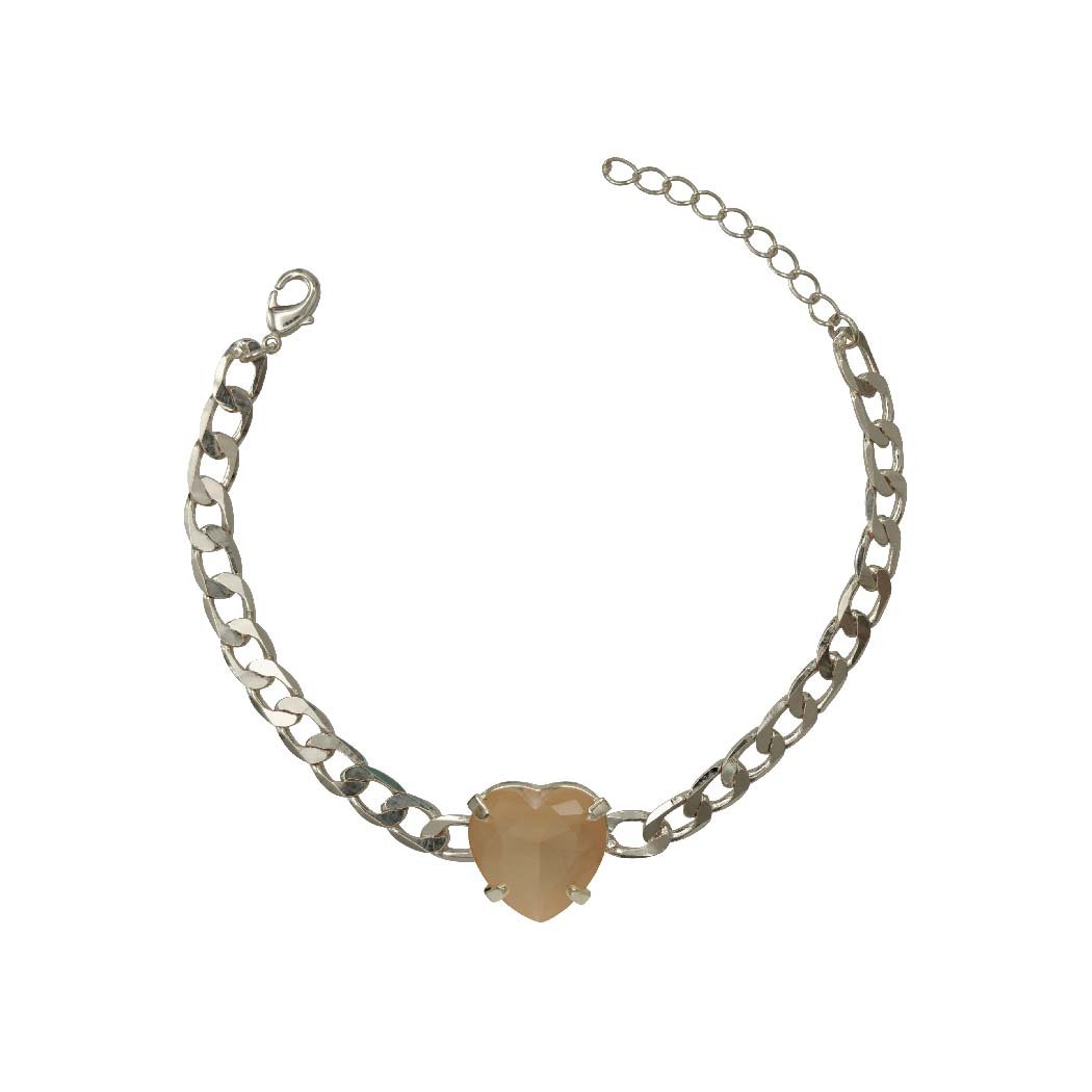 Pulseira Fio Masculino Zircônia Coração banhado a Prata 70