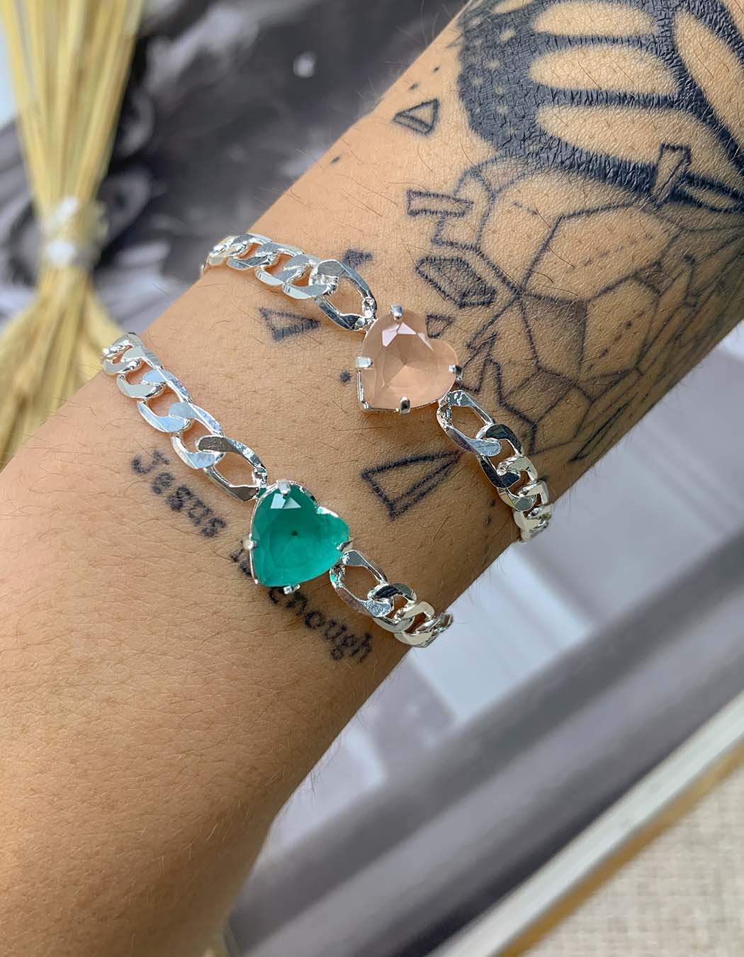 Pulseira Fio Masculino Zircônia Coração banhado a Prata 70