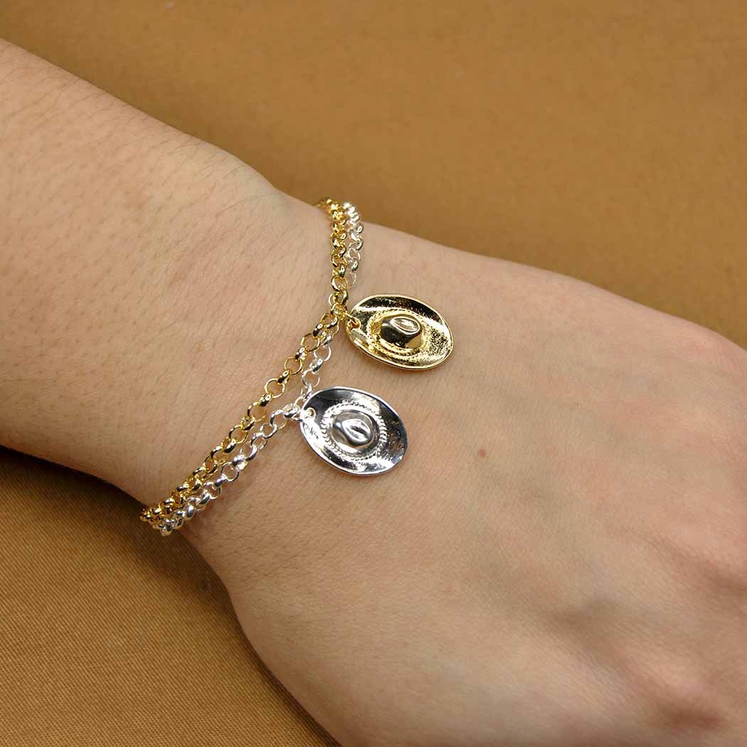 Pulseira Fio Português Chapéu banhado a Prata 70