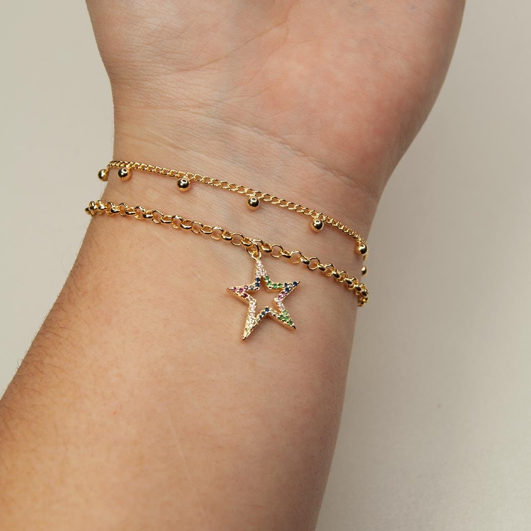 Pulseira Fio Português Estrela banhada a Ouro 18k