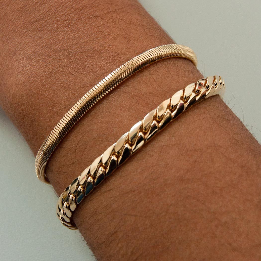 Pulseira Malha Escamas banhada a Ouro 18k