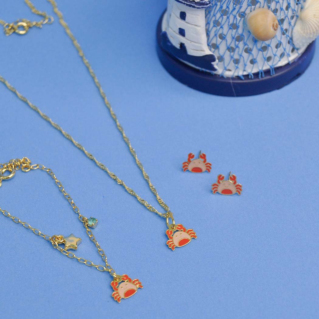 Pulseira Infantil Carangueijo banhado a Ouro 18k