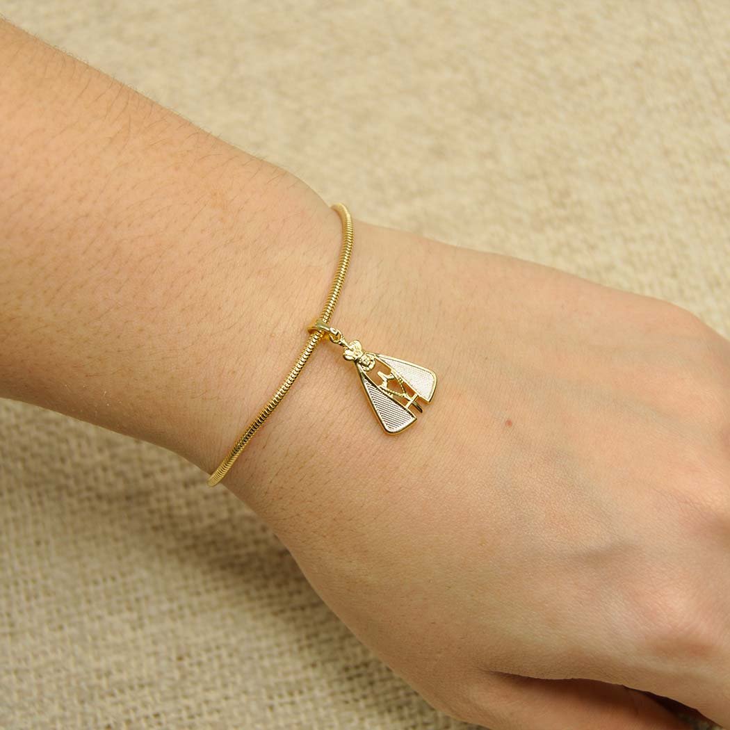 Pulseira Nossa Senhora simples banhado a Ouro 18k