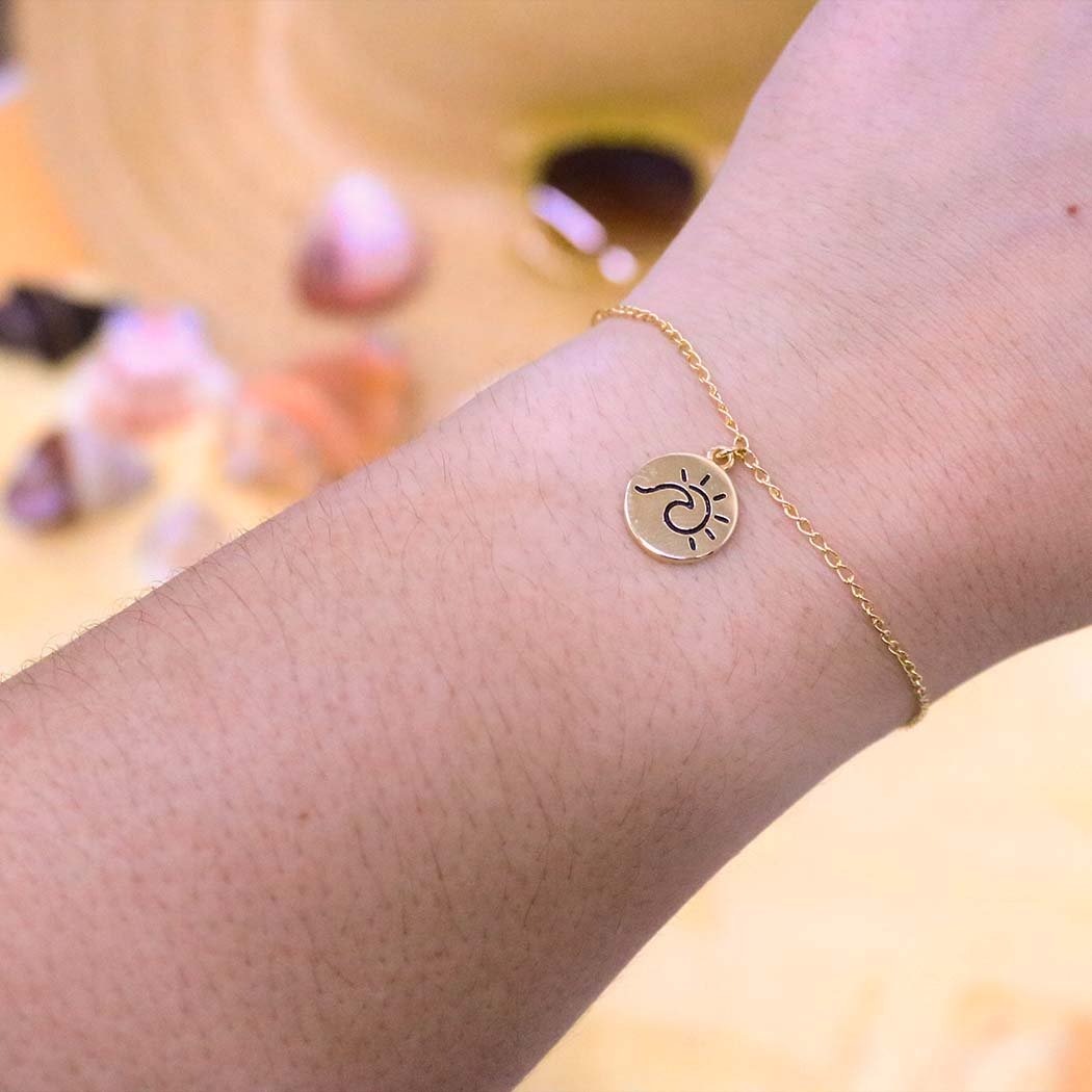 Pulseira Onda e Sol banhado a Ouro 18k