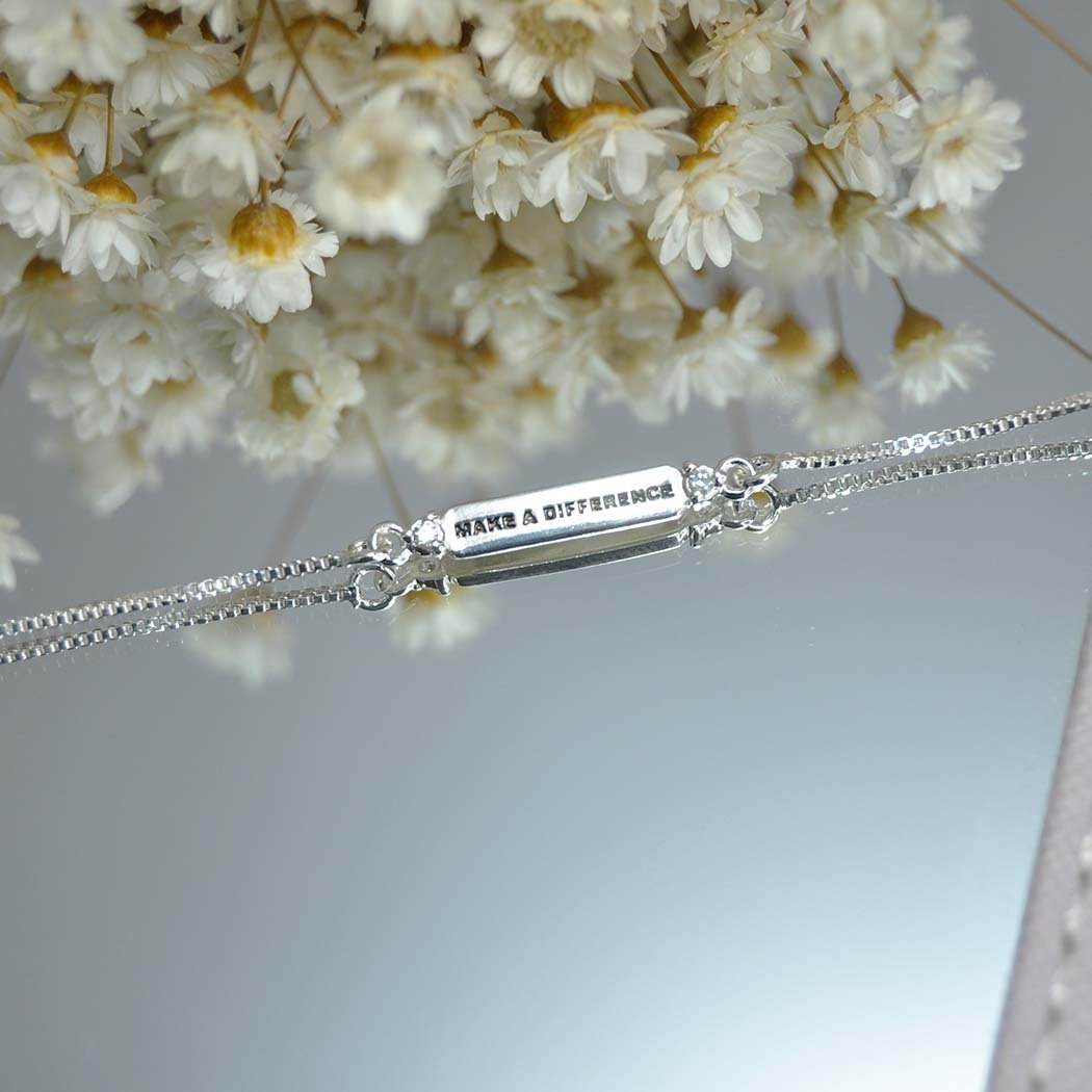 Pulseira Plaquinha Make A Difference Banhada a Prata 70