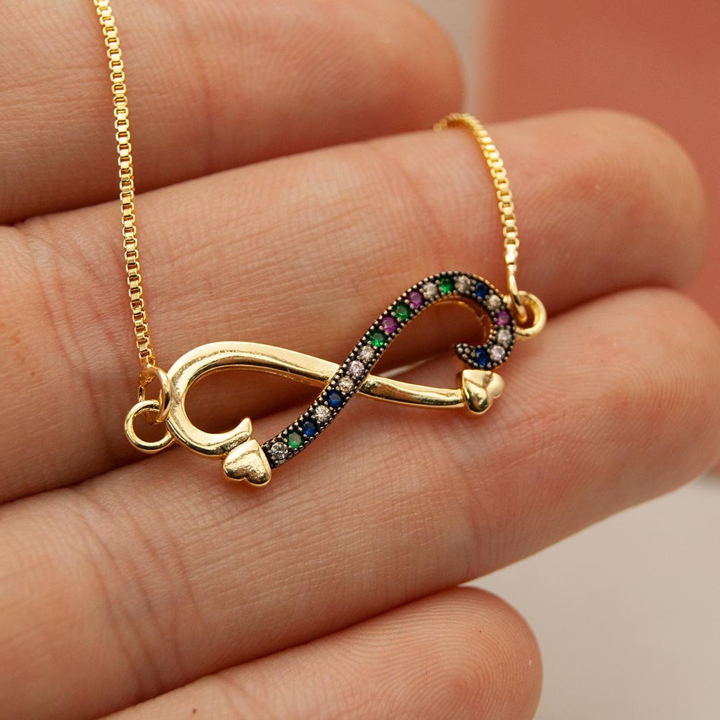 Pulseira Regulável Fio Veneziana Infinito Cravejado banhada a Ouro 18k