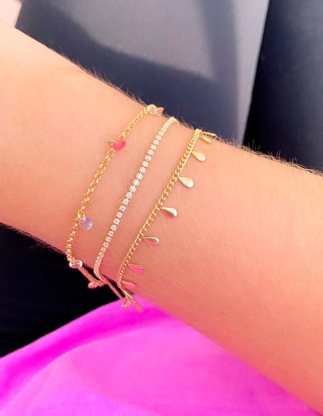 Pulseira Riviera Fina banhado a Ouro 18k