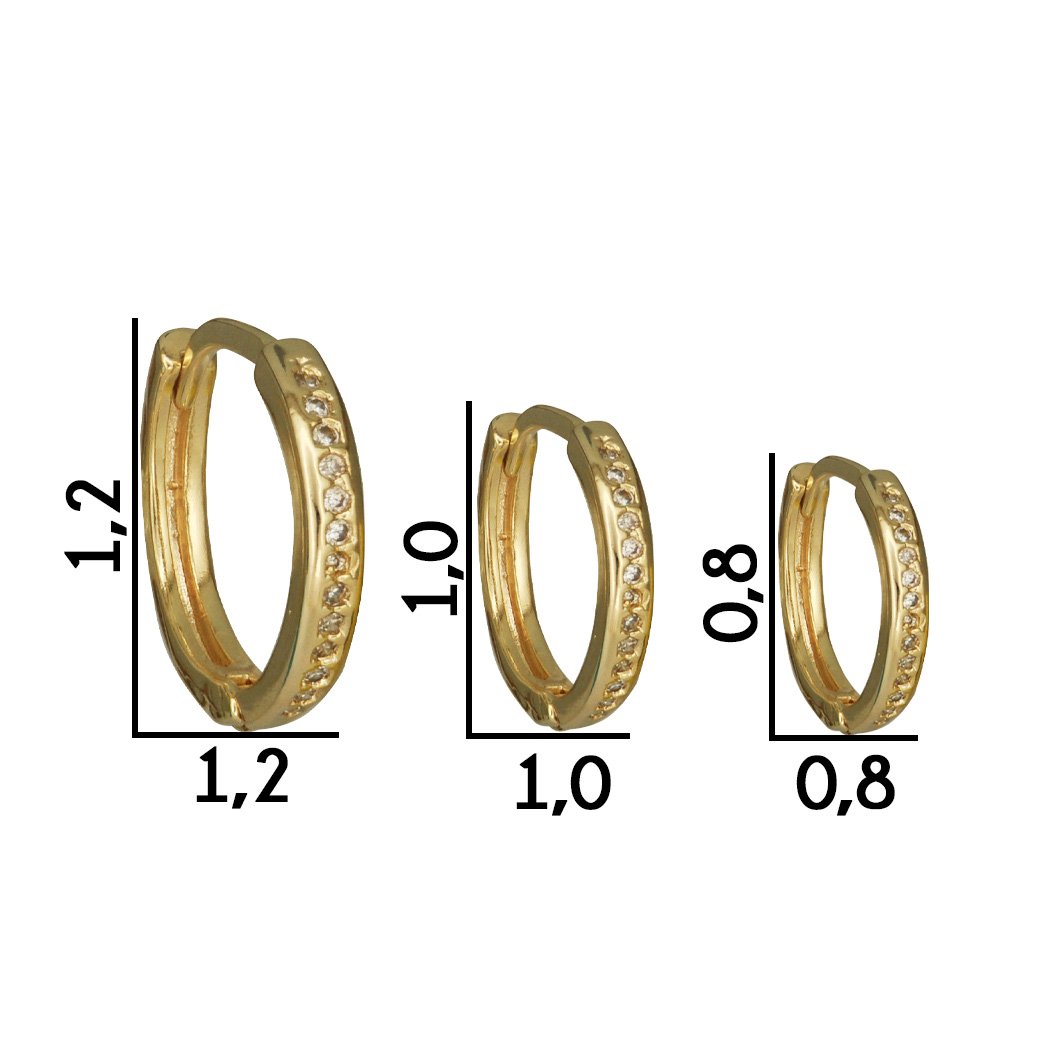 Trio Argolas com Zircônias Cristal banhado a Ouro 18k